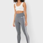Collants Adidas Design 2 Move 3-Stripes High-Rise lange Gris