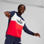 Ensemble ADULTS PUMA Essentials ESS+ Colorblock Crew FL Peacoa BLEU