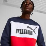 Ensemble ADULTS PUMA Essentials ESS+ Colorblock Crew FL Peacoa BLEU – Image 5